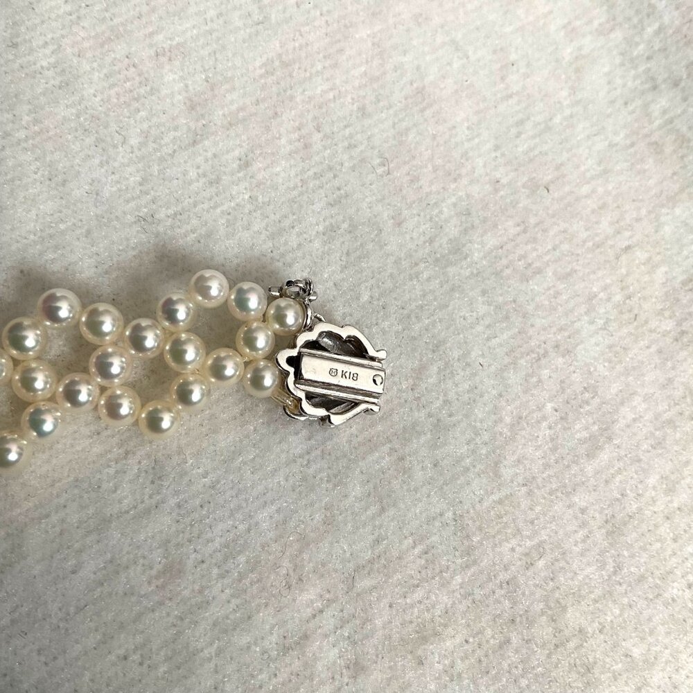 Mikimoto 4-7.5mm K18 Expert technique lace collar akoya pearls necklace w/case - Picture 6 of 14